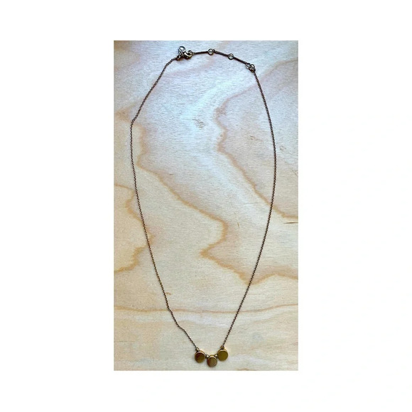 J. Crew Hammered Metal Pendant Necklace, Antique Gold Tone - Picture 3 of 4